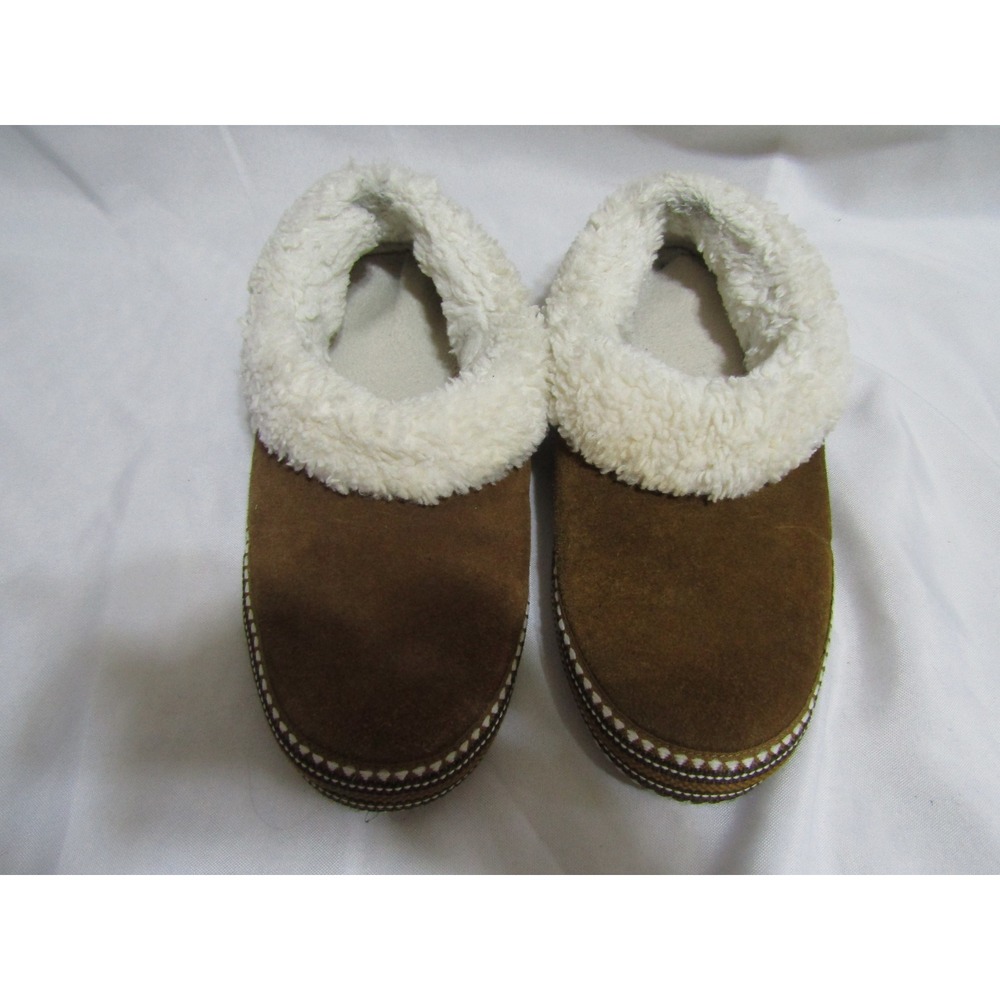 Ariat Slipper Shoes Womens Large 8.5-9.5 Brown Suede Sherpa Lined Tassel Neutral